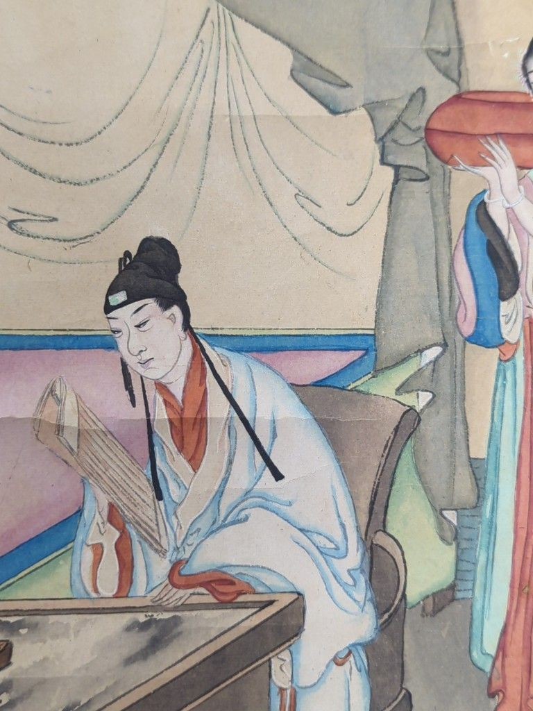 A pair of Chinese scrolls, watercolour on paper, late 19th/early 20th century, image cm x cm